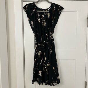 LC Lauren Conrad Black Floral Midi Dress